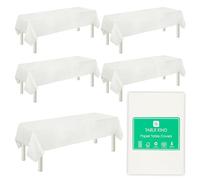 Table Kind 5 x White Disposable Paper Table Covers, Plain White Tablecloths for Birthday Parties 180cm x 120cm, Ideal for Businesses, Weddings, Café, Schools & Catering Events Recyclable Table Cover