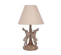 Table Lamp 3D Resin Hares Wood Effect with Lamp Shade Bedside Night Light 46cm