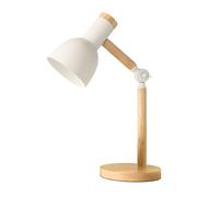 Table Lamp, Adjustable Wooden Table Lamp, Children's Desk Lamp for Bedroom, Living Room, E27 Base Reading Next Lamp (White)