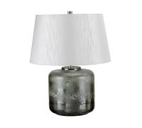 Table Lamp Aged Graphite Metallic Glaze Light Grey Faux Silk Shade LED E27 60W Loops Grey One Size