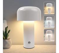 Table Lamp, Bedside Touch Switch Mushroom Shape Night Light, USB Rechargeable 3-Way Dimmer LED Shade Lamps, Modern Reading Light, Perfect for Bedroom Living Bed Side Lounge, Restaurant (White)