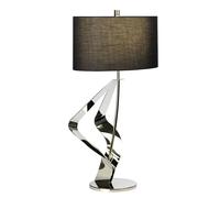 Table Lamp Black Shade Highly Polished Nickel Finish LED E27 60W Bulb