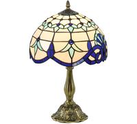 Table Lamp Blue Handcrafted Stained Glass Zinc Alloy 30x48cm Bedside Nightstand
