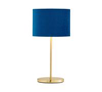 LITECRAFT Table Lamp Stick Base with Blue Oval Velvet Shade - Satin Brass