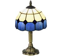 Table Lamp Blue Stained Glass 20x20x35cm Zinc Alloy Bedside Decorative Ambient. [EEK: Unbranded]
