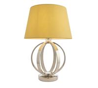 Table Lamp Bright Nickel Plate & Yellow Cotton 40W E27 GLS Base & Shade