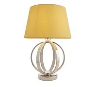 Table Lamp Bright Nickel Plate & Yellow Cotton 40W E27 GLS Base & Shade