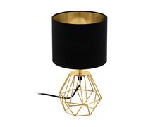 Loops Table Lamp-Colour Brass Steel Base-Shade Black Gold-Fabric-Bulb E14-1x60W - Side Console Free Standing Base Bedside Task Base Set