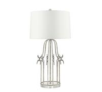 Table Lamp Cream Shade Distressed Silver LED E27 100W Single Bulb