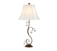 Table Lamp Crystal Cut Glass Spheres White Shade Bronze Patina LED E27 60W