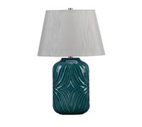Table Lamp Diamond Sculpted Pattern Turquoise Glaze Grey Shade LED E27 60W