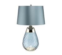 Table Lamp Duck Egg Blue Shade & Blue tinted Glass LED E27 60W d01886