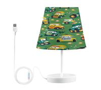 Table lamp for Bedroom Cartoon Cute Yellow Tractors Farmhouse Green 3 Color Temperatures Bedside Lamps USB Port Cylinder Table Lamp Nursery Night Light for Kids Girls Boys S