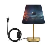 Table Lamp for Living Room Bedroom Ice and Fire Planet Bedside Lamps for Nightstand 3 Color Dimming Up Flaxen Fabric Shade for Reading Office Dorm