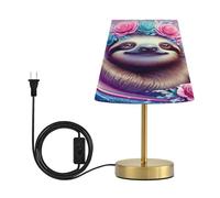 Table Lamp for Living Room Bedroom Sloth Surf Bedside Lamps for Nightstand 3 Color Dimming Up Flaxen Fabric Shade for Reading Office Dorm