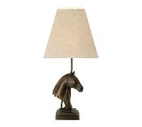 Table Lamp Horse Bust Tapered Square Hessian shade. Bronze Patina LED E27 40w