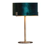Table Lamp Matt Antique Brass Plate & Green Velvet 10W LED Bedside Light