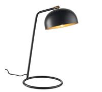 Table Lamp - Matt Black & Antique Brass Paint - 10W LED E27 - Complete Lamp Loops Black One Size
