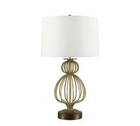 Elegant Mocha Brown Table Lamp With Cream Shade And Distressed Gold Finish