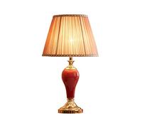 table lamp Modern Table Lamps Bedside Table Lamp Red Ceramics Tapered Column Fabric Shade for Living Room Family Bedroom Desk Lamp (Color : A)