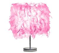 Table Lamp Nordic Feather Night Light Remote Fairy Lamp Home Bedroom Bedside Lights Party Wedding Table Lamp DIY Decoration EU/US/UK Plug Desk Office (UK Plug Pink)