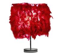 Table Lamp Nordic Feather Night Light Remote Fairy Lamp Home Bedroom Bedside Lights Party Wedding Table Lamp DIY Decoration EU/US/UK Plug Desk Office (EU Plug Wine Red)