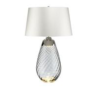 Table Lamp Off White Shade & Smoke tinted Glass LED E27 60W d01885 Loops White One Size