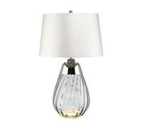 Table Lamp Off White Shade & Smoke tinted Glass LED E27 60W d01891 Loops White One Size
