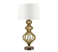 Table Lamp Open Design Scroll Effect Cream Shade Distressed Gold LED E27 100W