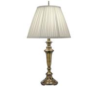 Table Lamp Oyster Silk Sheen Box Pleat Shade Burnished Brass LED E27 60W