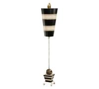 Table Lamp Silver Leaf Ball Feet Taupe & Black Striped Base & Shade LED E27 60W