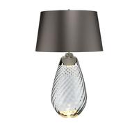 Table Lamp Smoke tinted Glass & Slate Shade LED E27 60W Bulb d01884 Loops Clear One Size