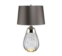 Table Lamp Smoke tinted Glass & Slate Shade LED E27 60W Bulb d01890 Loops Clear One Size
