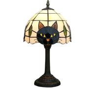 Table Lamp, Stained Glass Cat Lamp, Handmade Tiffany Style Light, Decorative Accent Lamp, Fantasy Themed Decor for Bedroom