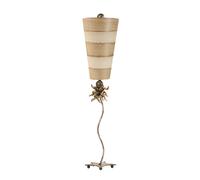 Table Lamp Striped Metal Stem Inverted Striped Shade Crème Tan LED E27 100W