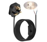 Table Lamp Switch Cable, 2 Core 1.8m Inline Light Switch with UK Plug and 13A Fused, 250V 6A Pre-Wired Power Cord for Table Lamps, Wall Lamps, and Floor Lamps, Black