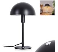 Table lamp Tati, Modern Bedside lamp Made of Metal in Black/White, Round Table lamp in Retro/Vintage Design, 1-Flame, Ø 20cm, Height 35cm, with on/Off Switch at The Cable, 1 x E14, Without Bulb