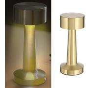 Table Lamp Touch Function Iron Gold 3 White Tones Cold/Warm/Pure White 9 x 21 cm Rechargeable USB Cable Dimmable (1 x Lucinella Table Lamp Gold)
