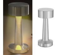 Table Lamp Touch Function Iron Silver 3 White Tones Cold/Warm/Pure White 9 x 21 cm Rechargeable USB Cable Dimmable (1 x Lucinella Table Lamp Silver)