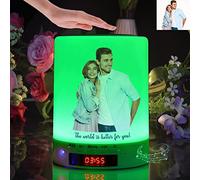 Table Lamp Touch Night Light - Personalized Photo Bluetooth Speaker Clock Bedside Lamps with Fast USB Charging Port, Adjustable Warm White Light Colored lights, For Bedroom/Office/Outdoor Camping