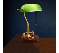 Table lamp Traditional Green Bankers Light, Vintage Reading Lamp - Desk Light with Green Glass Shade and High-end Solid Wood Manufacturing - Antique Lamp - Wood Office Lamp (Type D)