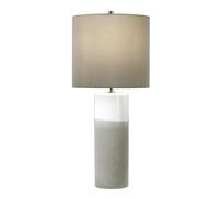 Table Lamp White Gloss Matt Grey Textured Dark Grey Faux Silk Shade LED E27 60W