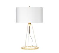 Table Lamp White with Metallic Gold Lining Shade White Polished Gold LED E27 60W