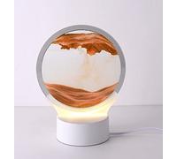 Table Lamp with 3D Moving Sand, Motion Display Flowing Sand Painting Night Light, 5W LED Warm Light, Glass Shade, Stable Base, Hourglass Lamp for Home Office