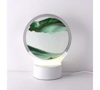 Table Lamp with 3D Moving Sand, Motion Display Flowing Sand Painting Night Light, 5W LED Warm Light, Glass Shade, Stable Base, Hourglass Lamp for Home Office