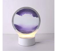 Table Lamp with 3D Moving Sand, Motion Display Flowing Sand Painting Night Light, 5W LED Warm Light, Glass Shade, Stable Base, Hourglass Lamp for Home Office
