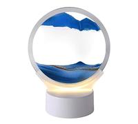 Table Lamp with 3D Moving Sand, Motion Display Flowing Sand Painting Night Light, 5W LED Warm Light, Glass Shade, Stable Base, Hourglass Lamp for Home Office