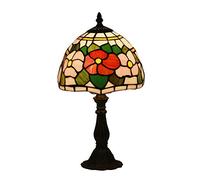 Table Lamps Bedside Lamps, Stained Glass Desk Lamp Reading Lamp for Bedroom Living Room,Antique Zinc Base,8" Floral Lampshade,Morning glory