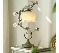 Table Lamps for Living Room, Flower Table Lamp Green Small Table Lamp Floral Bionic with Glass Lamp Shades Lily of The Valley Lamp for Living Room Bedroom