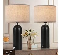 Table Lamps Set of 2 Touch Control Black&Cream Table Lamps 3-Way Dimmable Lamps with USB C Ports Modern End Table Lamps for Living Room Tall Bedside Nightstand Lamps for Bedroom 22inch